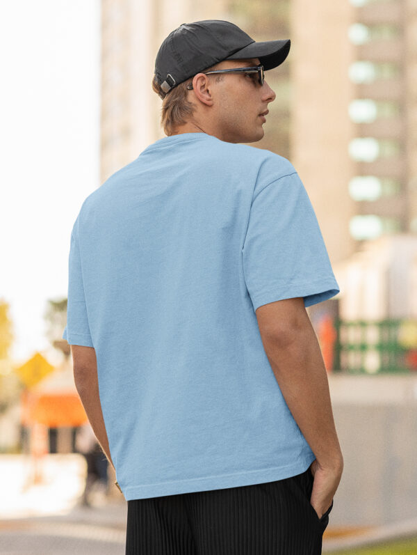 Baby Blue Oversized Plain T-Shirt For Men