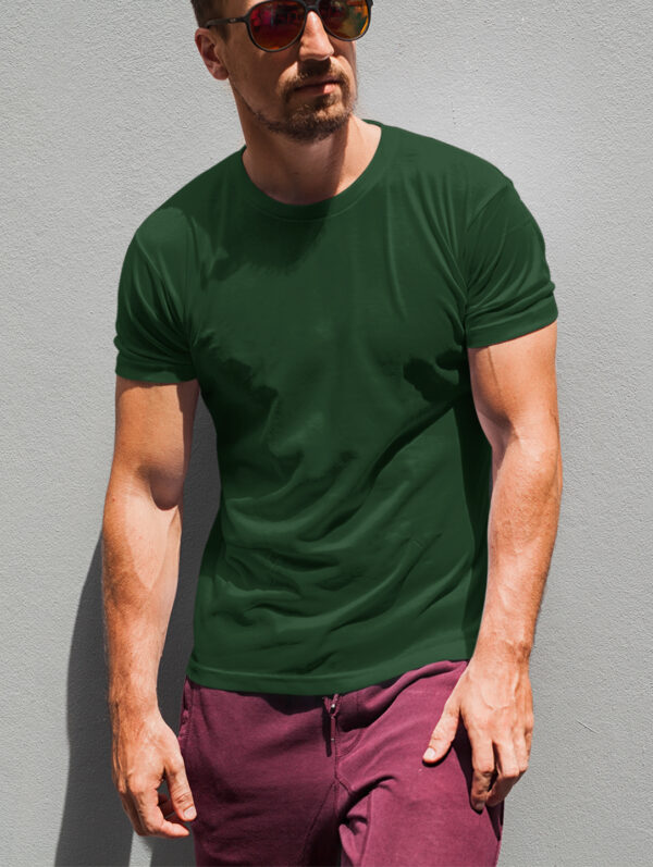 Plain Bottle Green T-Shirt For Men's