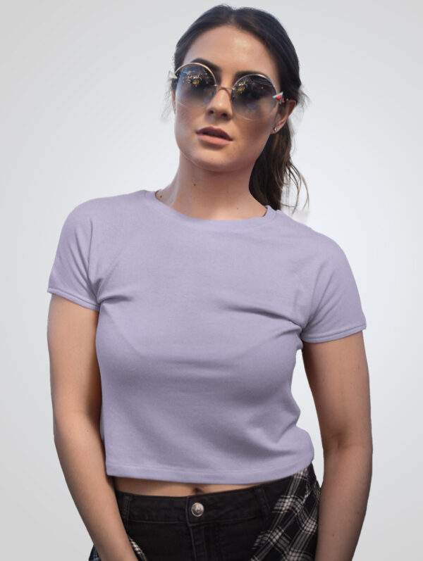 Plain Lavender Crop Top T-Shirt