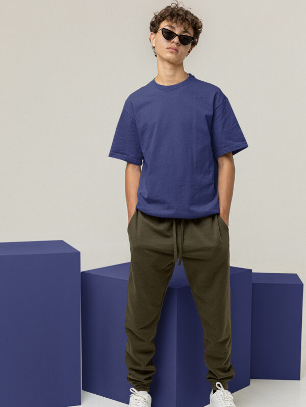 Royal Blue Oversized Plain T-Shirt For Men