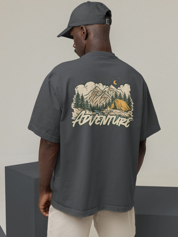 Adventure Oversized Steel Grey T-Shirt For Men