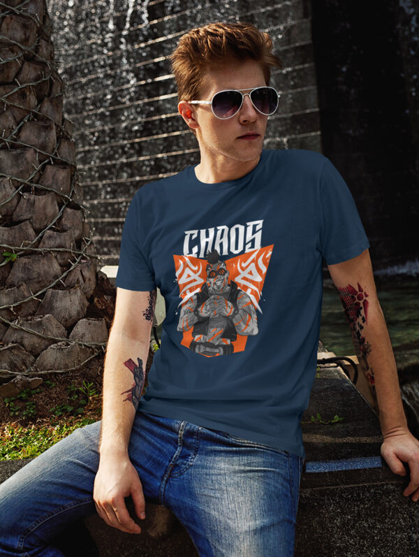 Men's Graphic Printed Navy Blue T-Shirt