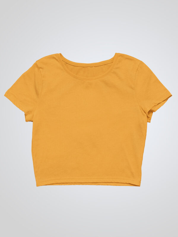 Plain Golden Yellow Crop Top T-Shirt