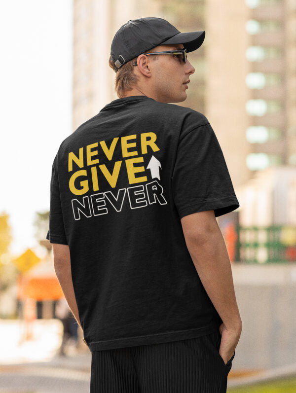 Never Give Up Never Oversized Black T-Shirt For Men