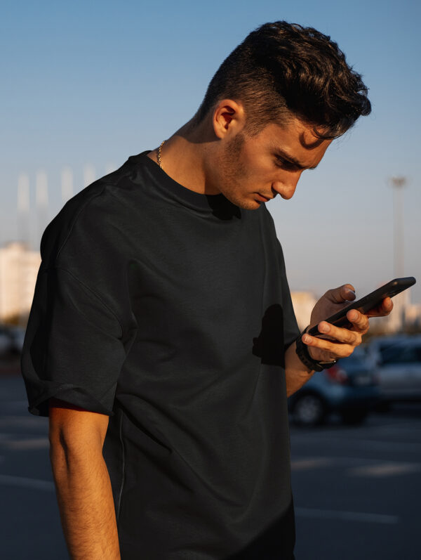Never Give Up Never Oversized Black T-Shirt For Men