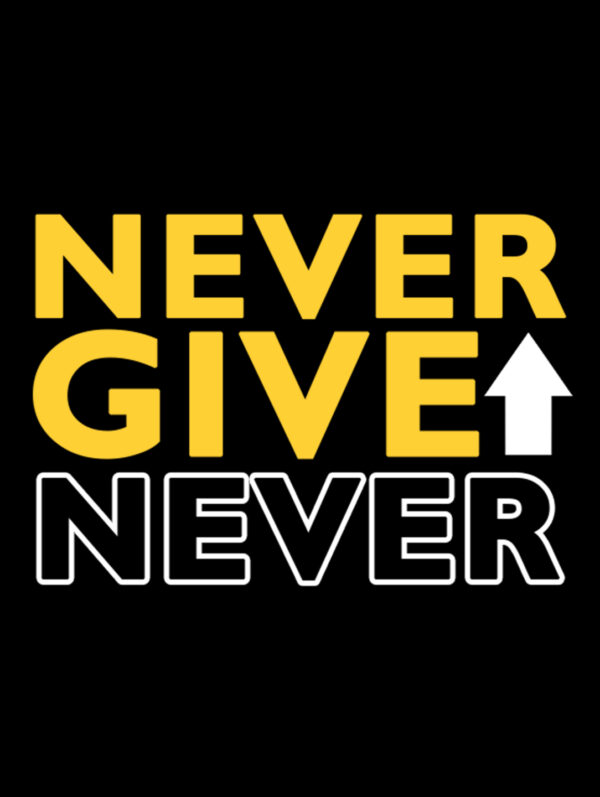 Never Give Up Never Oversized Black T-Shirt For Men
