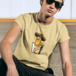 Men's Graphic Printed Beige T-Shirt