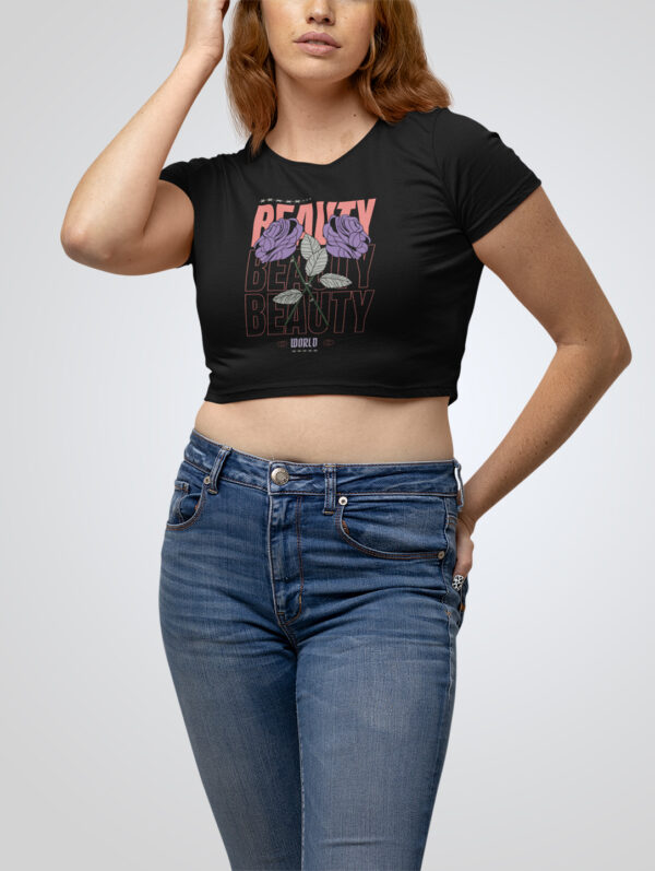 Black Crop Top T-Shirt Beauty
