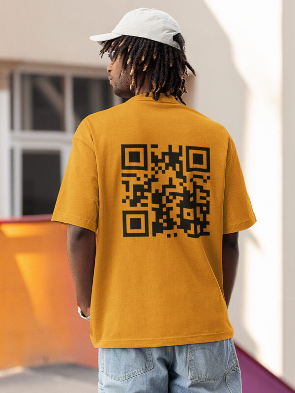 Lumdoom QR Code Oversized Mustard Yellow T-Shirt For Men