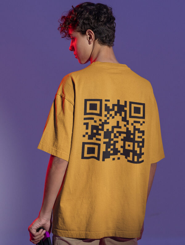 Lumdoom QR Code Oversized Mustard Yellow T-Shirt For Men