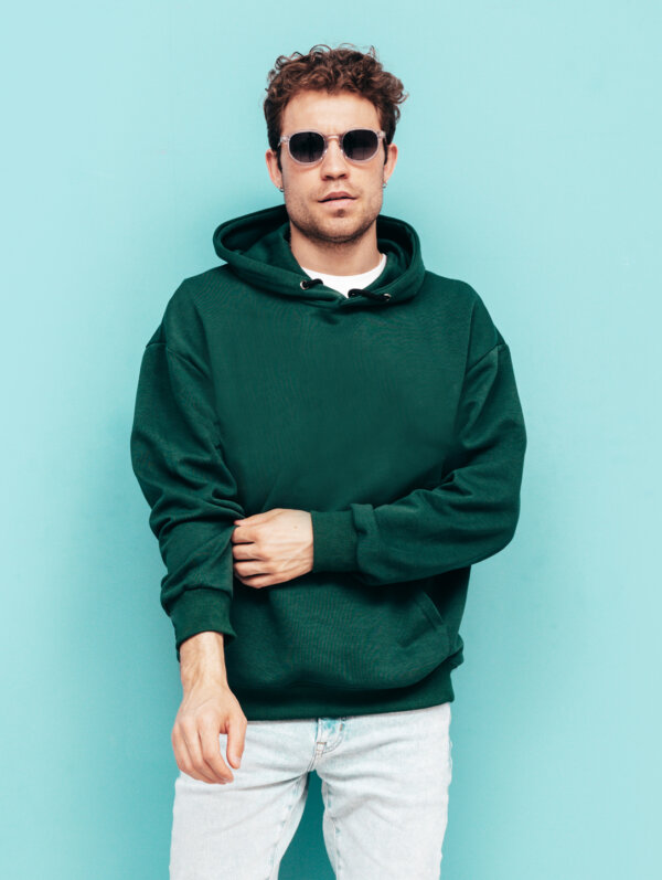 Plain Green Hoodie For Men's