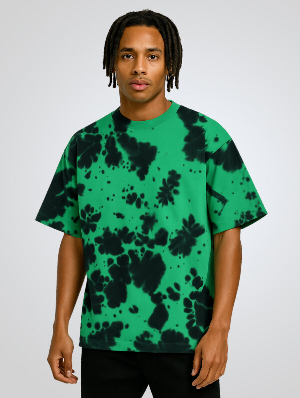 Green Black Tie Dye Oversized T-Shirt